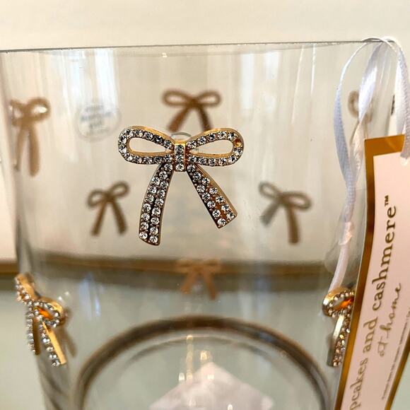 Cupcakes & Cashmere GOLD RHINESTONE BOW Glass Hurricane Vase - Picture 8 of 13